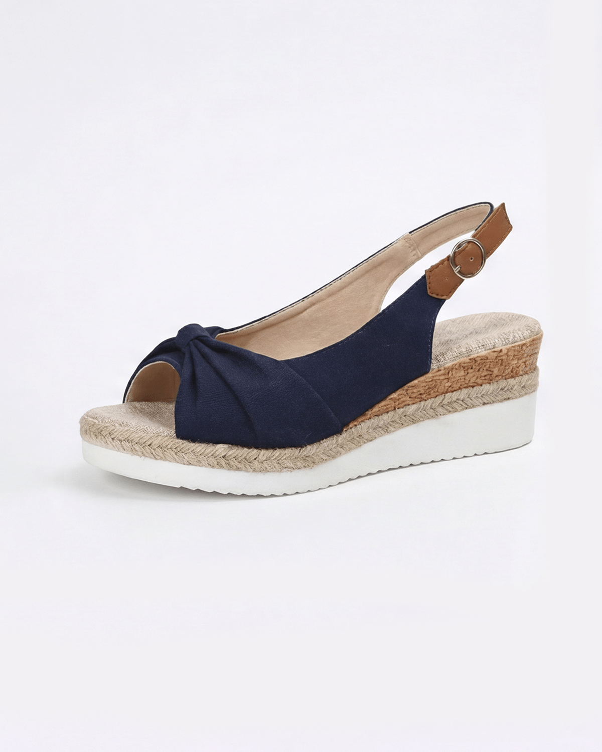 Damen Plateau-Keilsandalen – Slingback mit Knoten-Detail