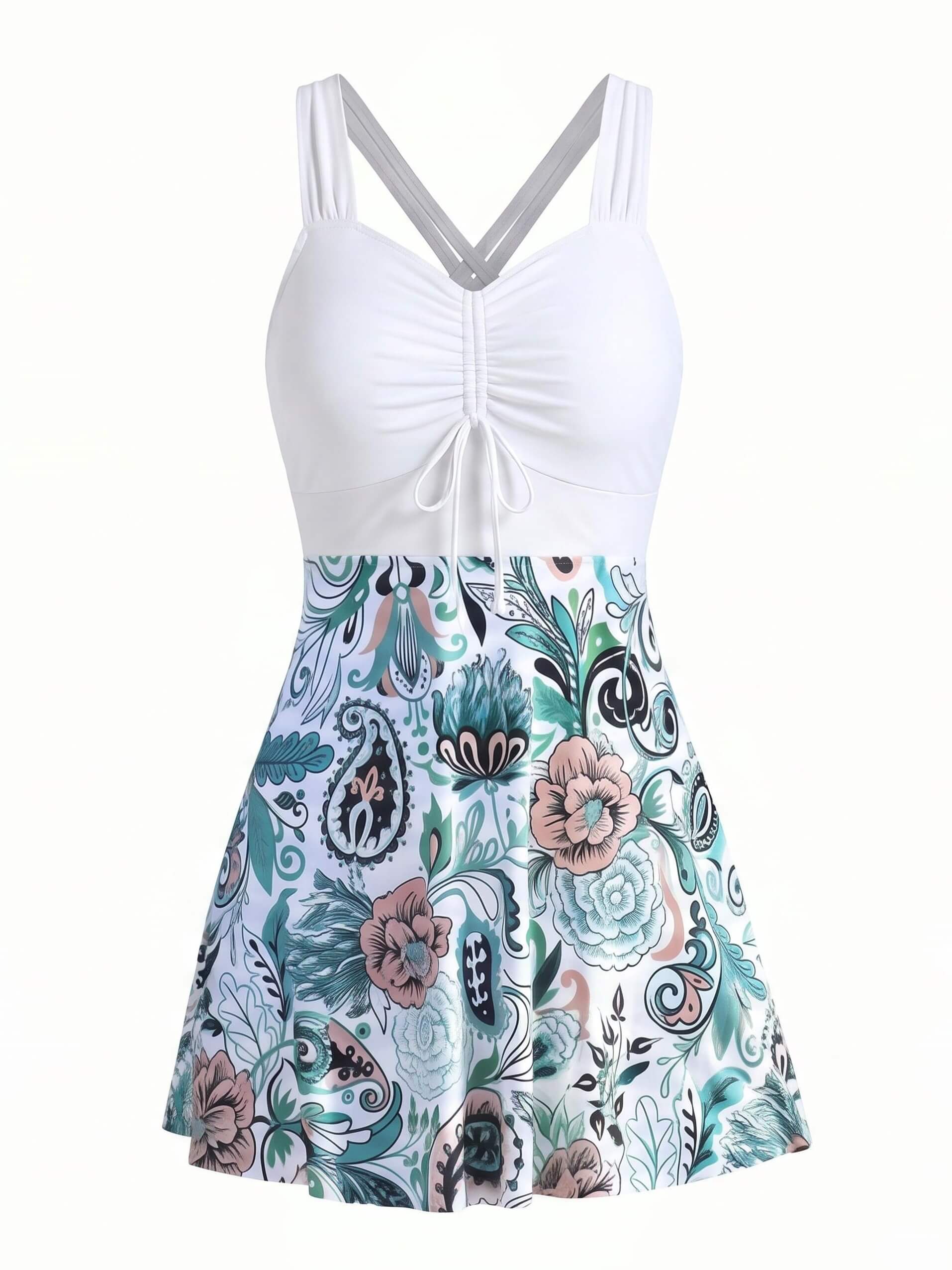 Damen-Badeanzug mit Paisley-Muster und Rockteil