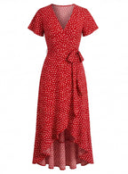 Damenkleid – Wickelkleid mit V-Ausschnitt und Asymmetrischem Sommerdesign