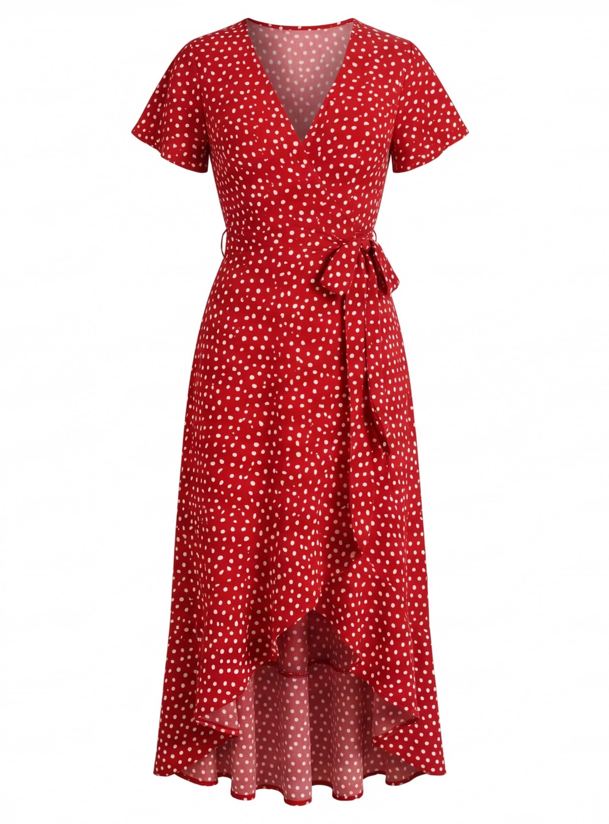 Damenkleid – Wickelkleid mit V-Ausschnitt und Asymmetrischem Sommerdesign