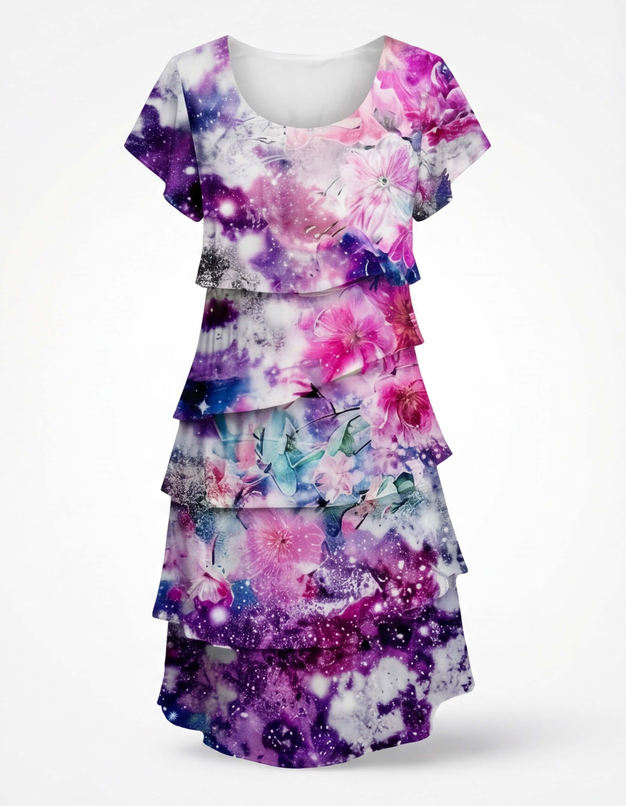 Damenkleid – Florales Kleid mit Rüschen und Lagen