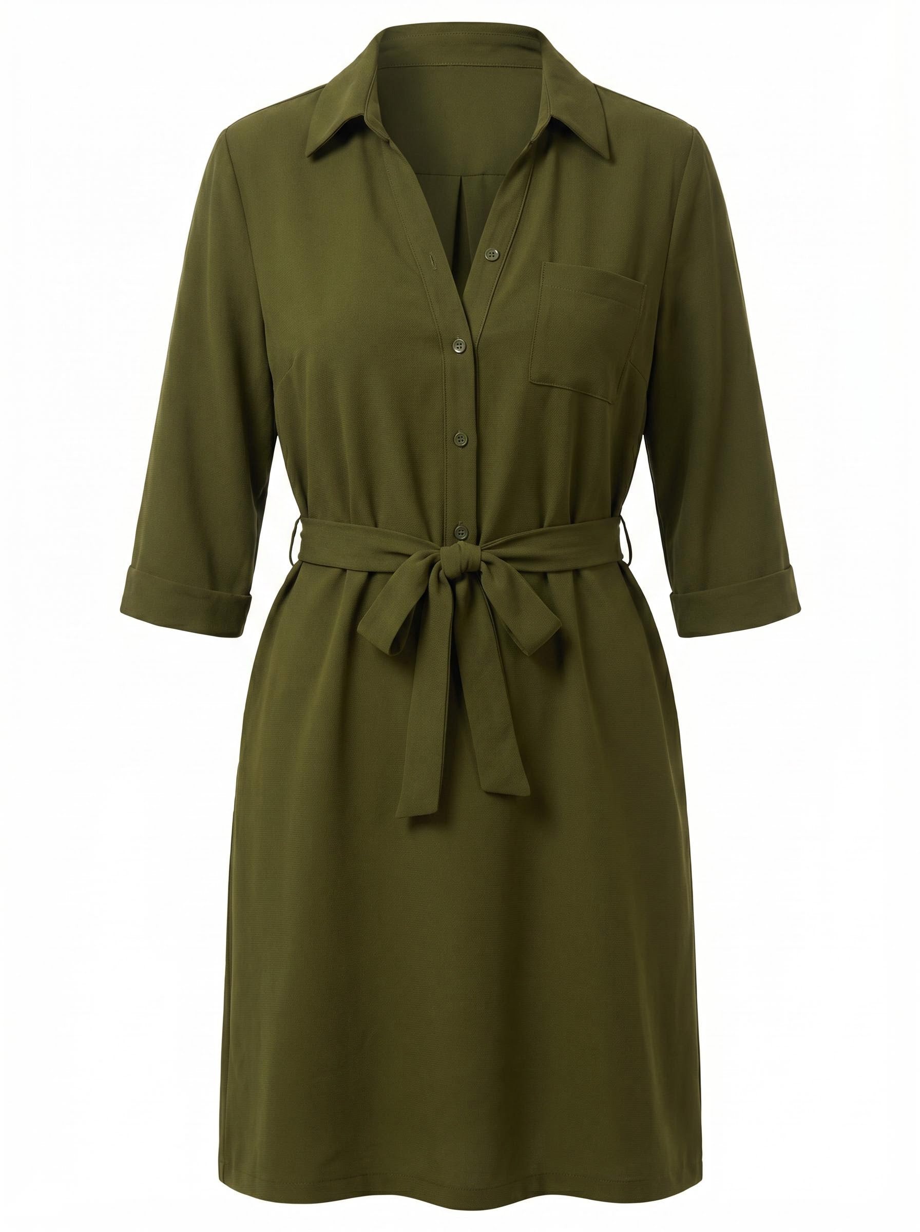 Damen Kleid – Lässiges Hemdblusenkleid für Tag und Abend