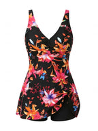 Damen-Badeanzug mit Blumenmuster und Volantdetail