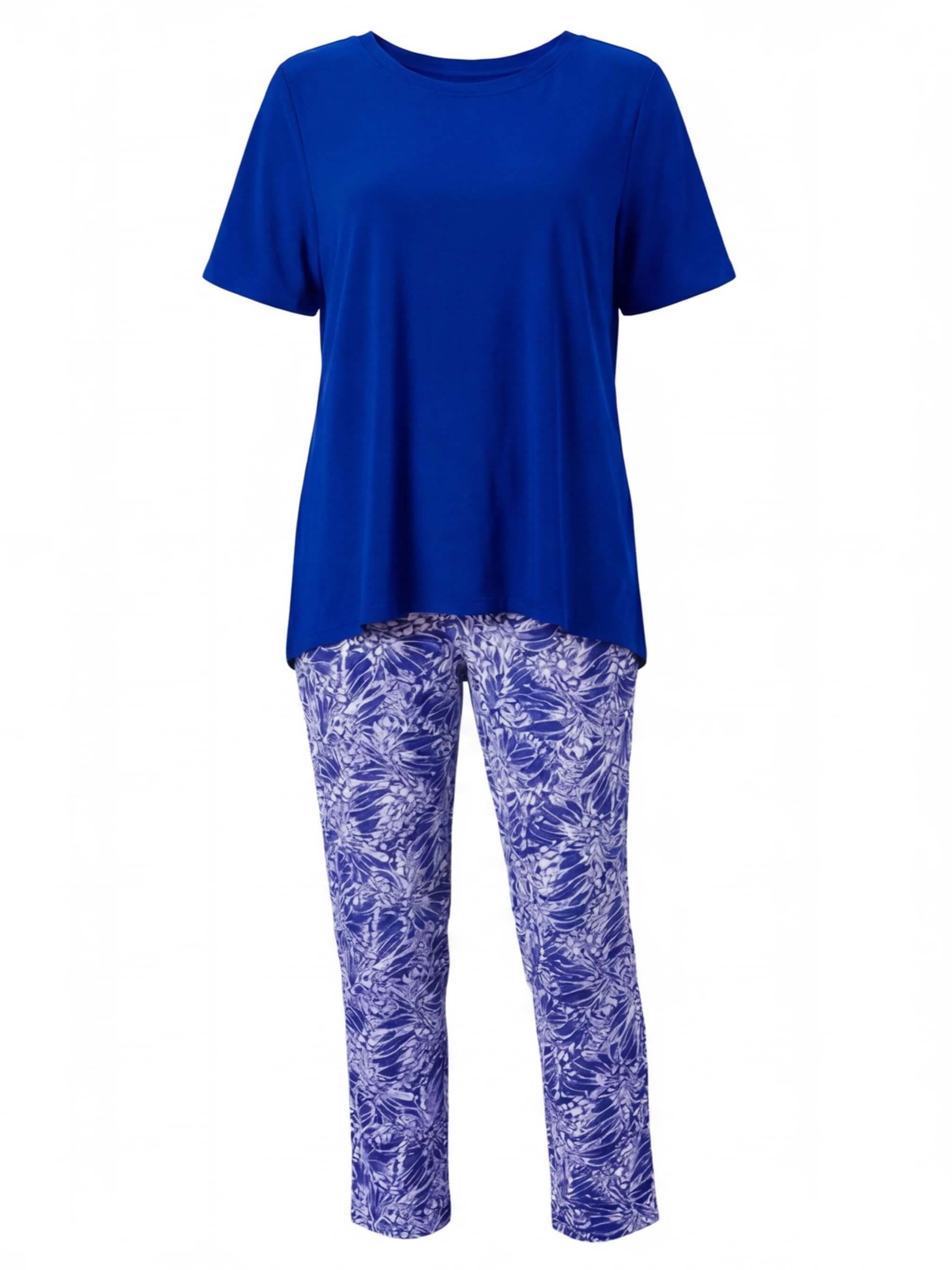 Damen-Set mit Kurzarmtop und gemusterter Hose
