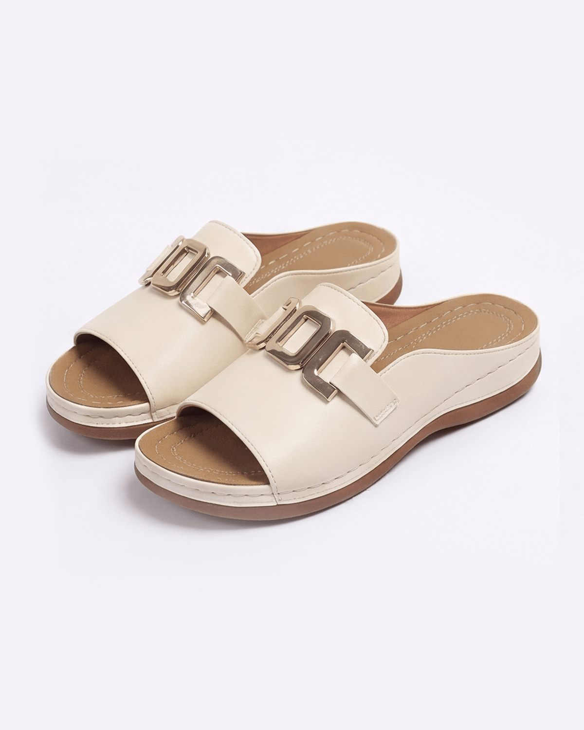 Damen Slides mit Goldketten-Detail