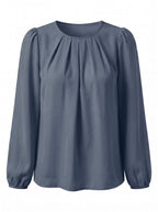 Damenbluse – Plissierte Bluse mit Puffärmeln