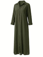 Damen-Maxi-Hemdkleid mit Kragen und Frontschlitz