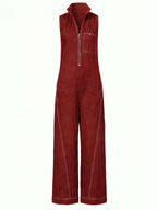 Ärmelloser Damen-Jumpsuit mit Reißverschluss und weitem Bein