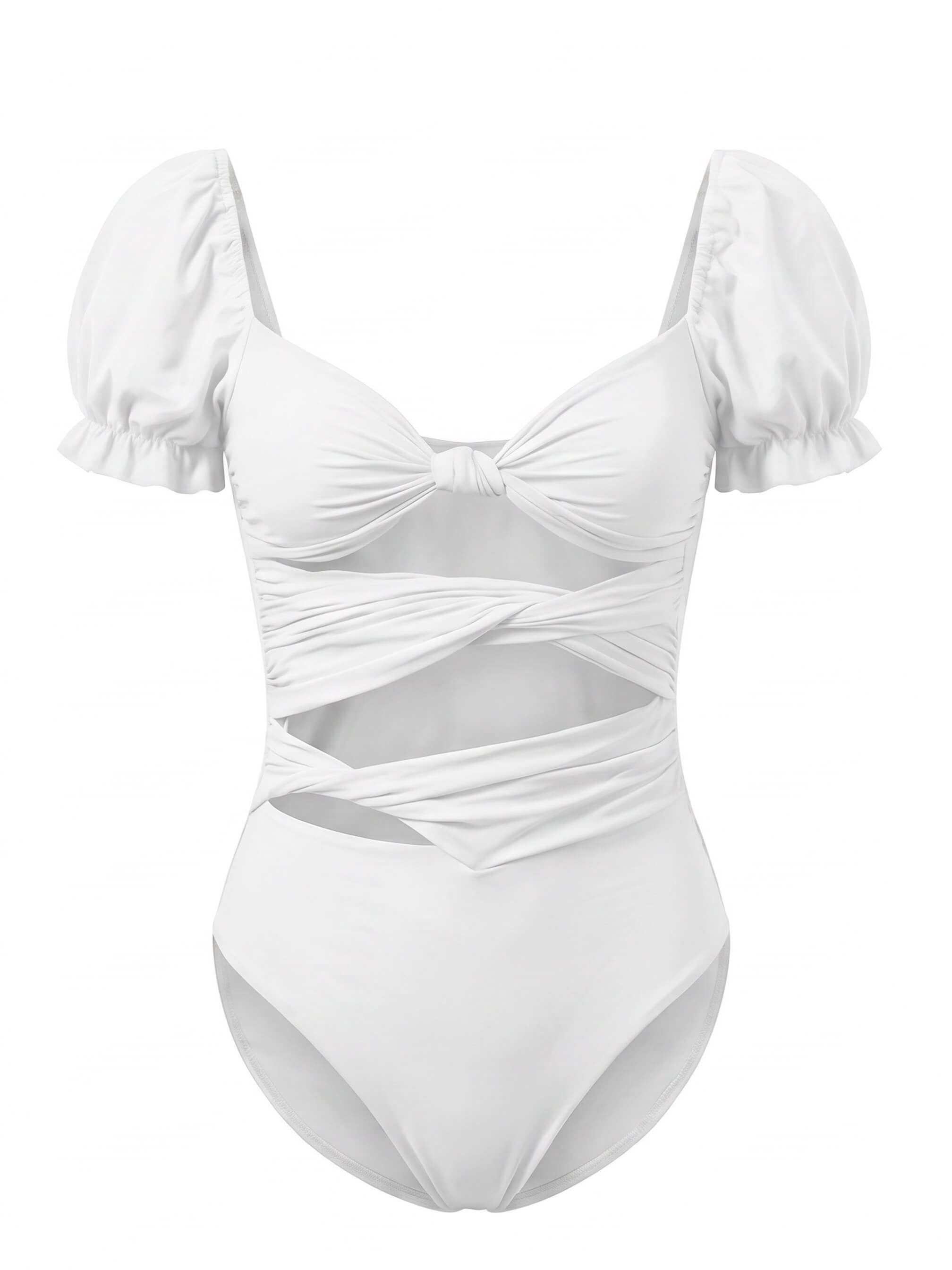 Damen-Badeanzug mit Puffärmeln und Cut-out-Detail