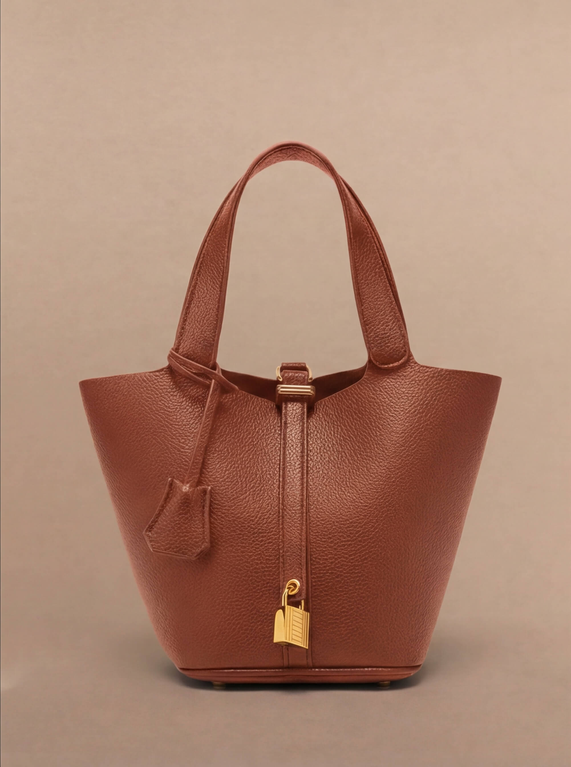 Damen Handtasche – Luxus Bucket Bag mit Goldschloss