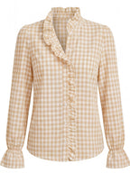 Damen Karierte Bluse mit Rüschendetails