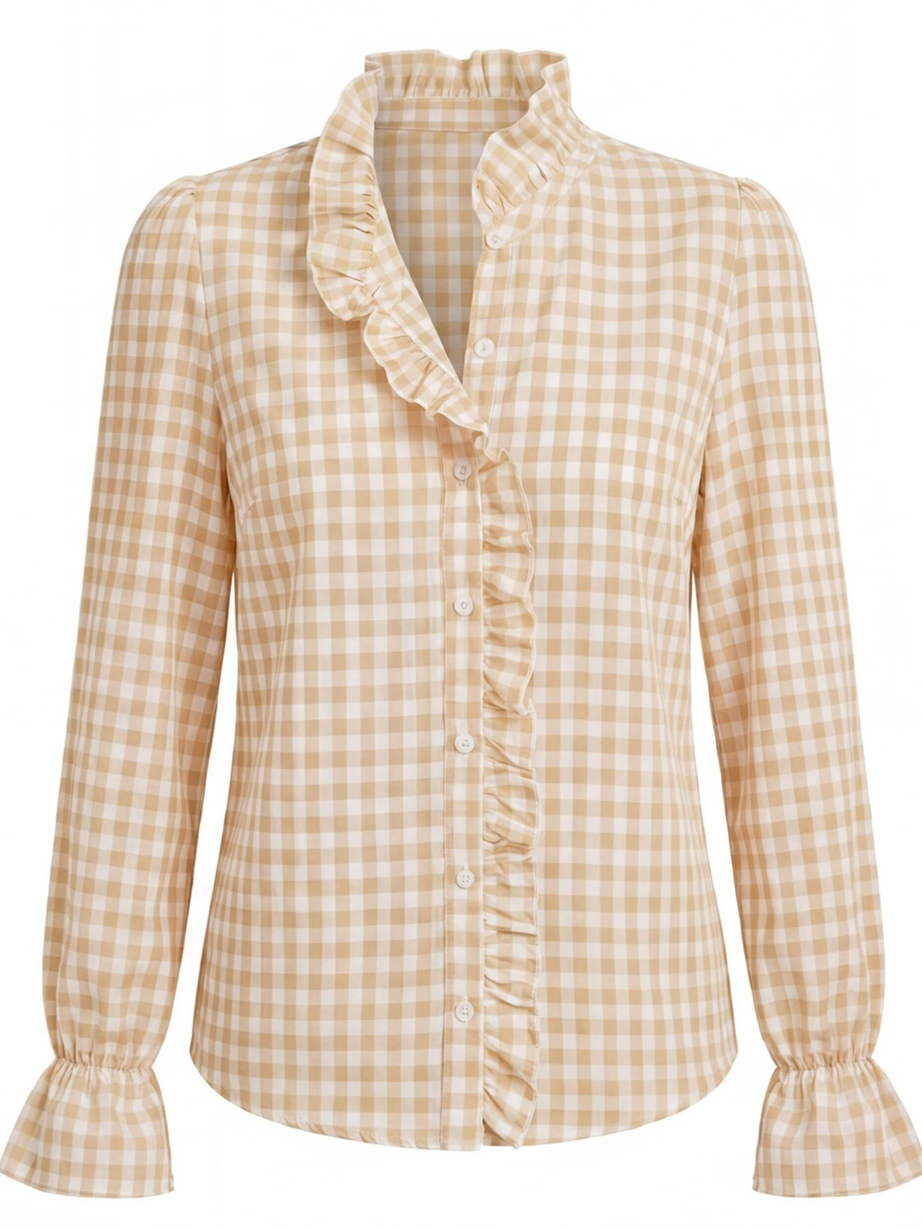 Damen Karierte Bluse mit Rüschendetails