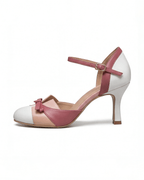 Damen High Heels mit Knöchelriemen – Pastell Colorblock mit Schleife