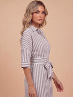 Gestreiftes Damen-Hemdblusenkleid – Leicht & Mühelos Elegant