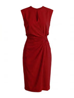 Ärmelloses Damen-Midikleid mit Keyhole-Ausschnitt und Raffungen