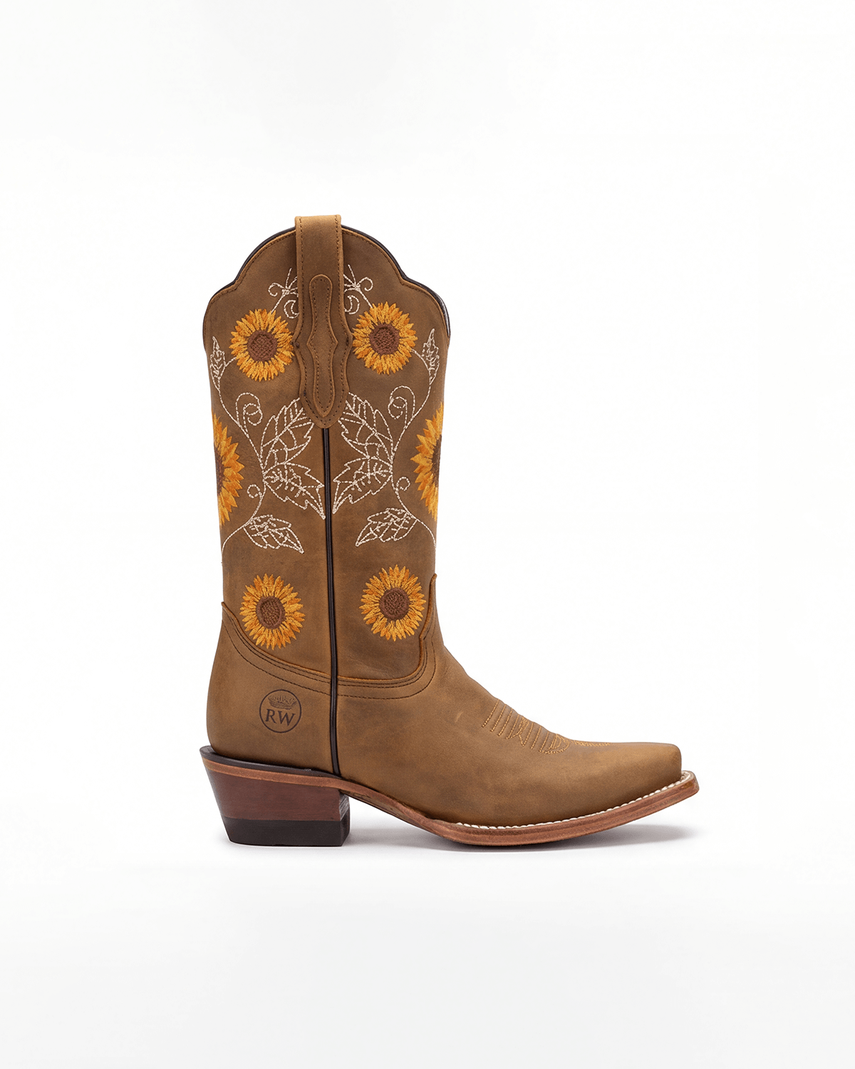 Botas camperas para mujer: con bordado de girasoles