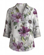 Damenbluse mit Blumenmuster und Knopfleiste