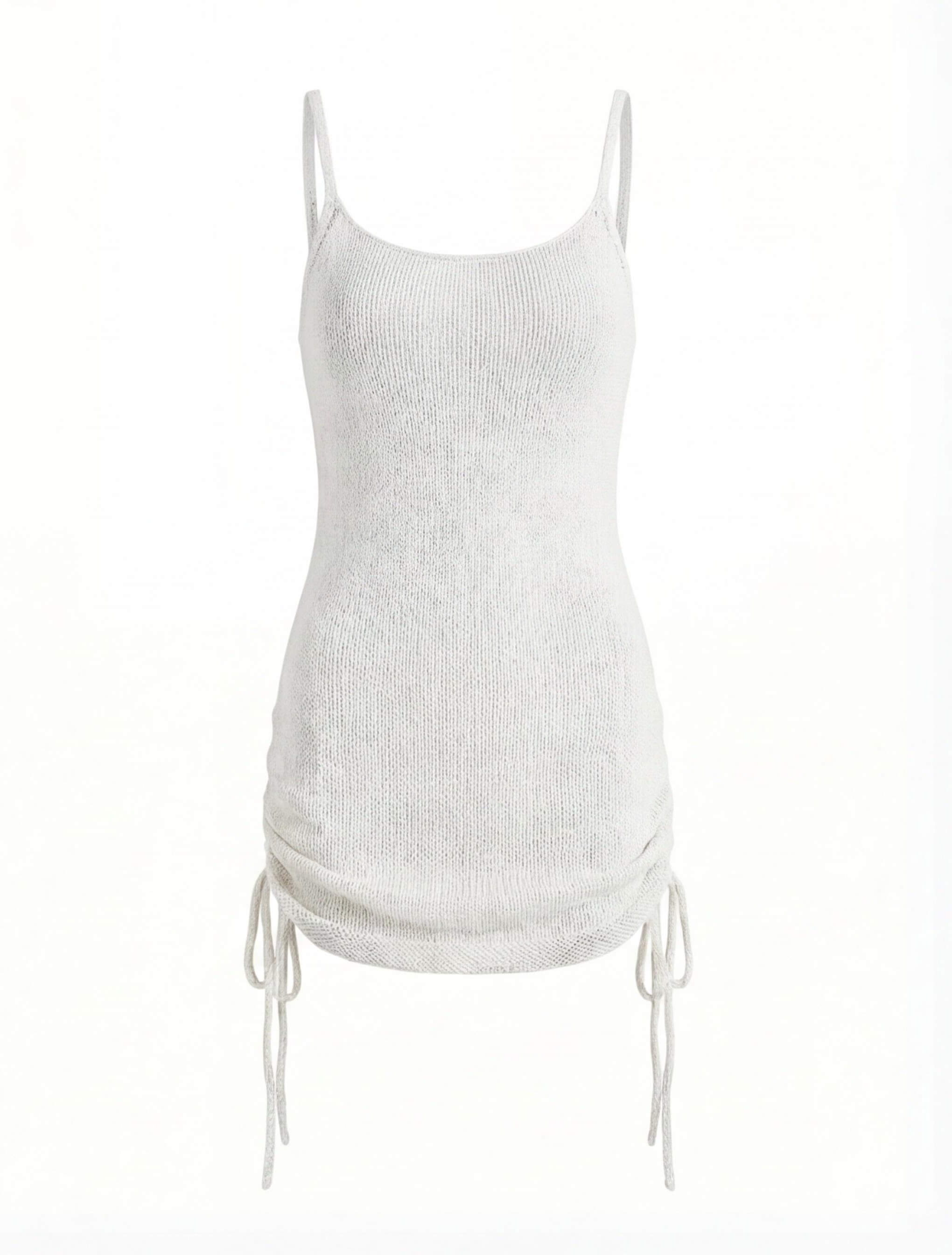 Damen Strick Mini Kleid – Spaghetti-Träger & Figurbetonte Silhouette