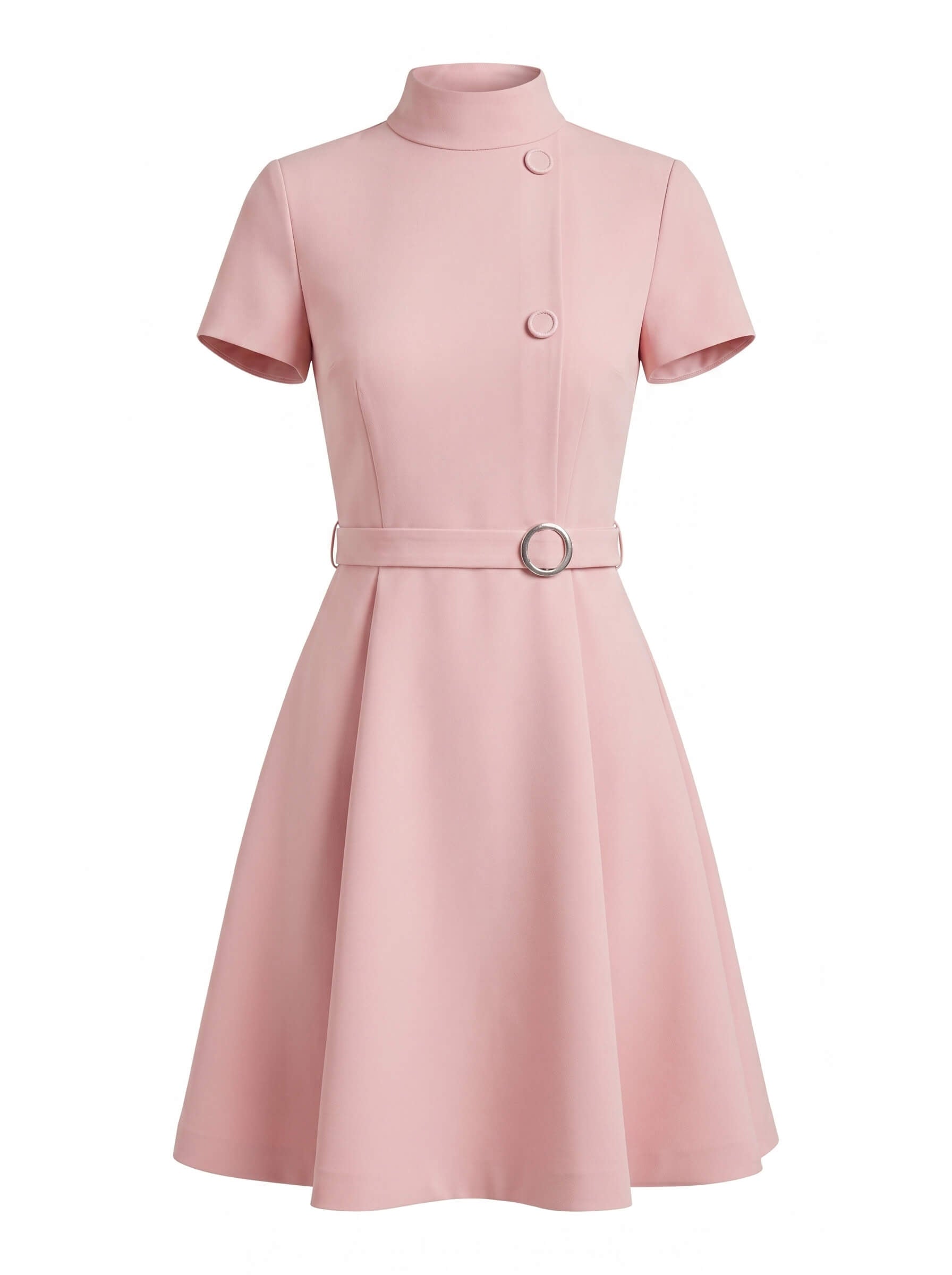 Damen Kleid mit Hohem Kragen & Fit-and-Flare Schnitt mit Gürtel