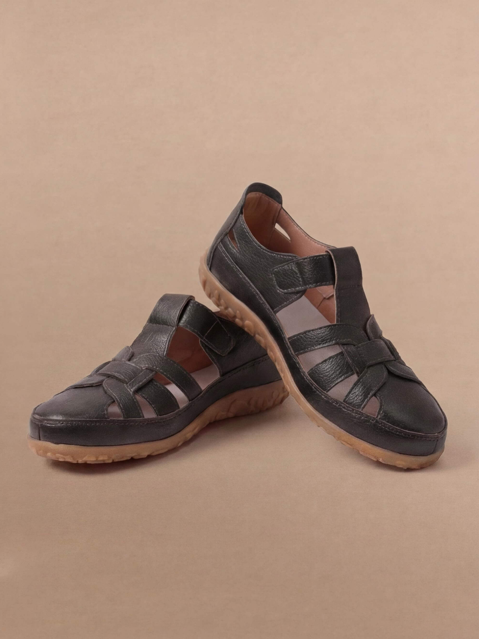 Damen Geschlossene Sandalen – Komfort Sandalen mit Verstellbaren Riemen