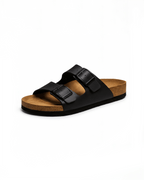 Damen Slide-Sandalen – Doppel-Schnallen mit Fußbett