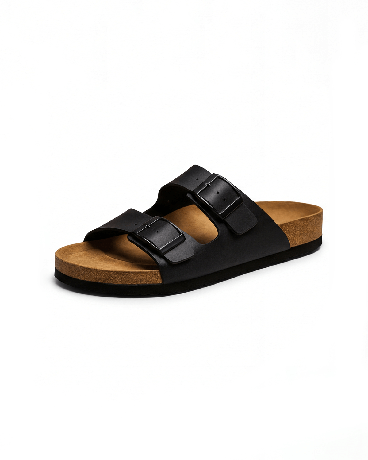 Damen Slide-Sandalen – Doppel-Schnallen mit Fußbett