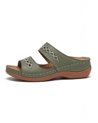Damen Mule-Sandalen flach mit Cutout-Doppelriemen