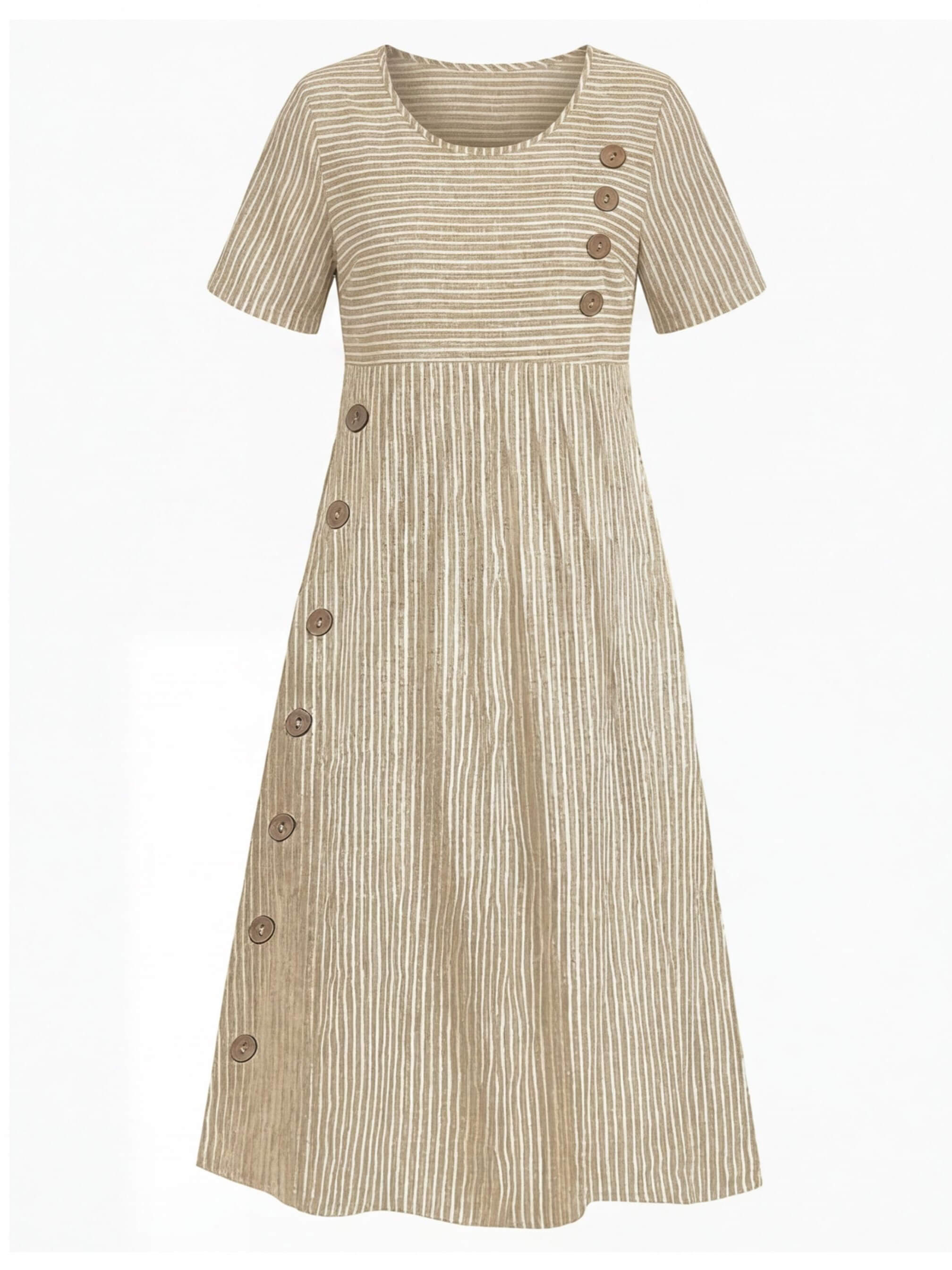 Gestreiftes Midikleid mit Knopfdetails