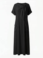 Damen-Maxikleid mit Schleifen-Ausschnitt und Taschen