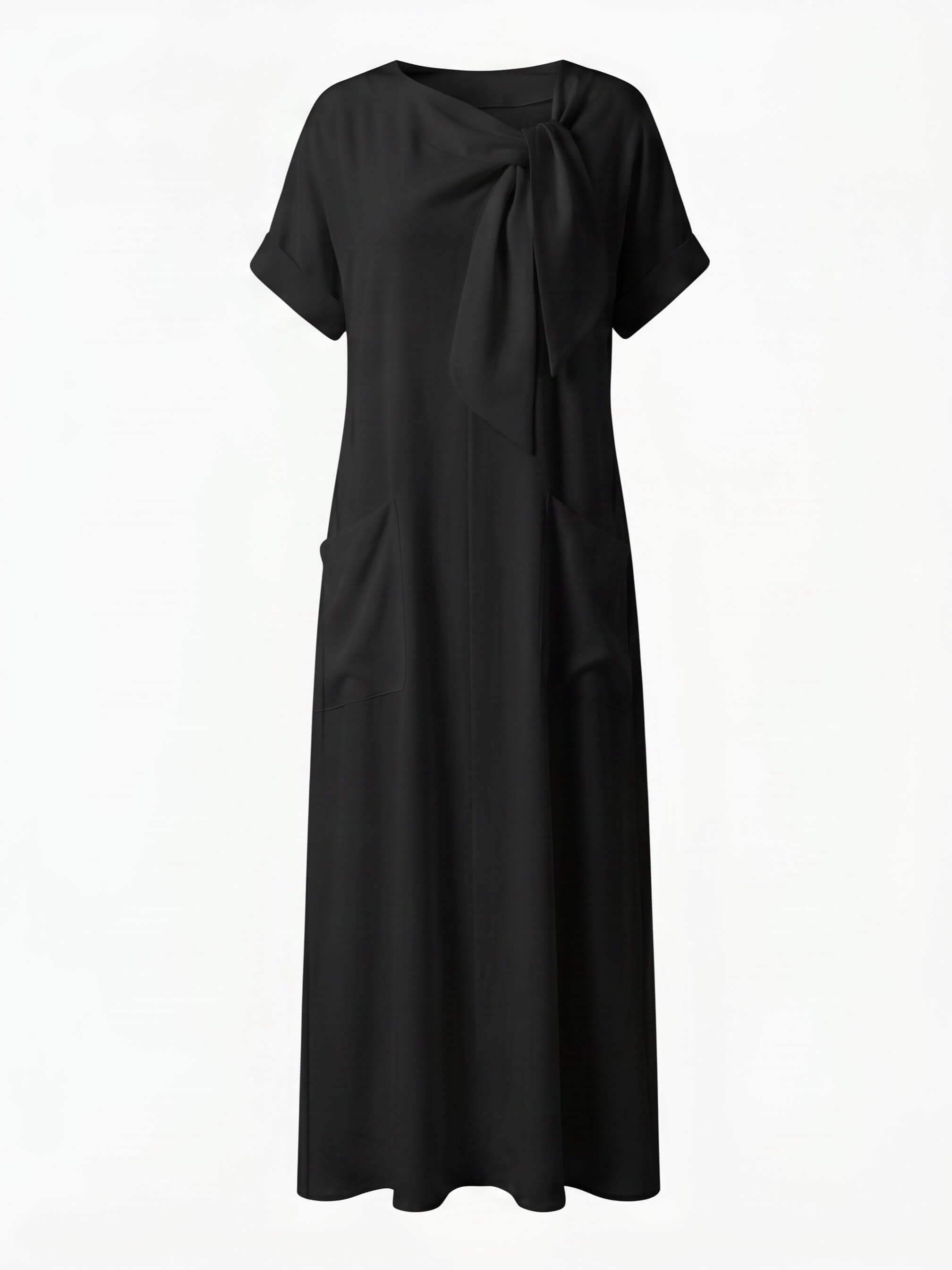 Damen-Maxikleid mit Schleifen-Ausschnitt und Taschen