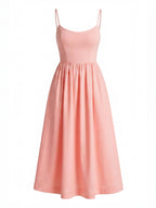 Damen Midi Kleid mit Dünnen Trägern – Fließende Eleganz für Jeden Tag