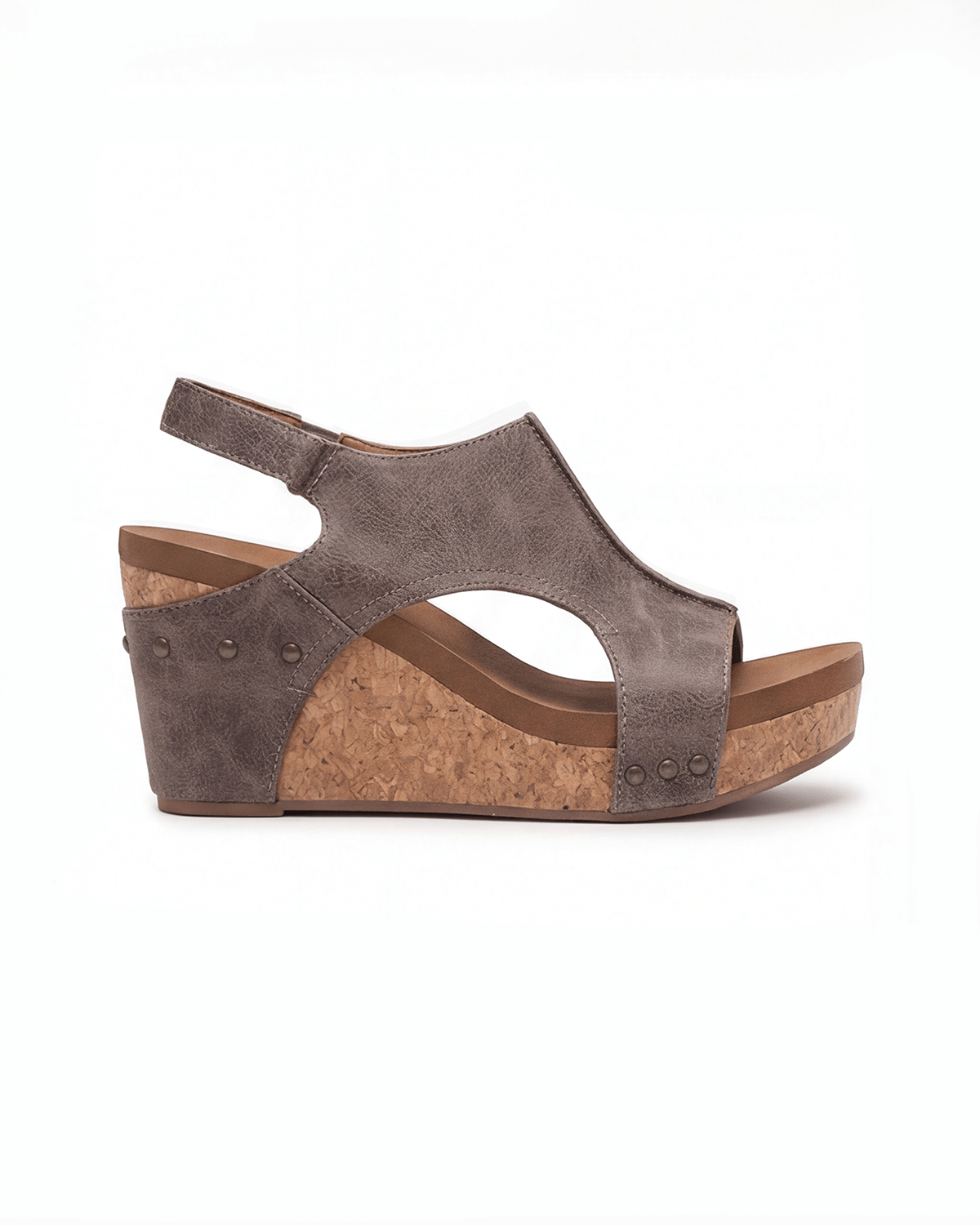 Damen Keilsandalen in Korkoptik mit Slingback-Riemen