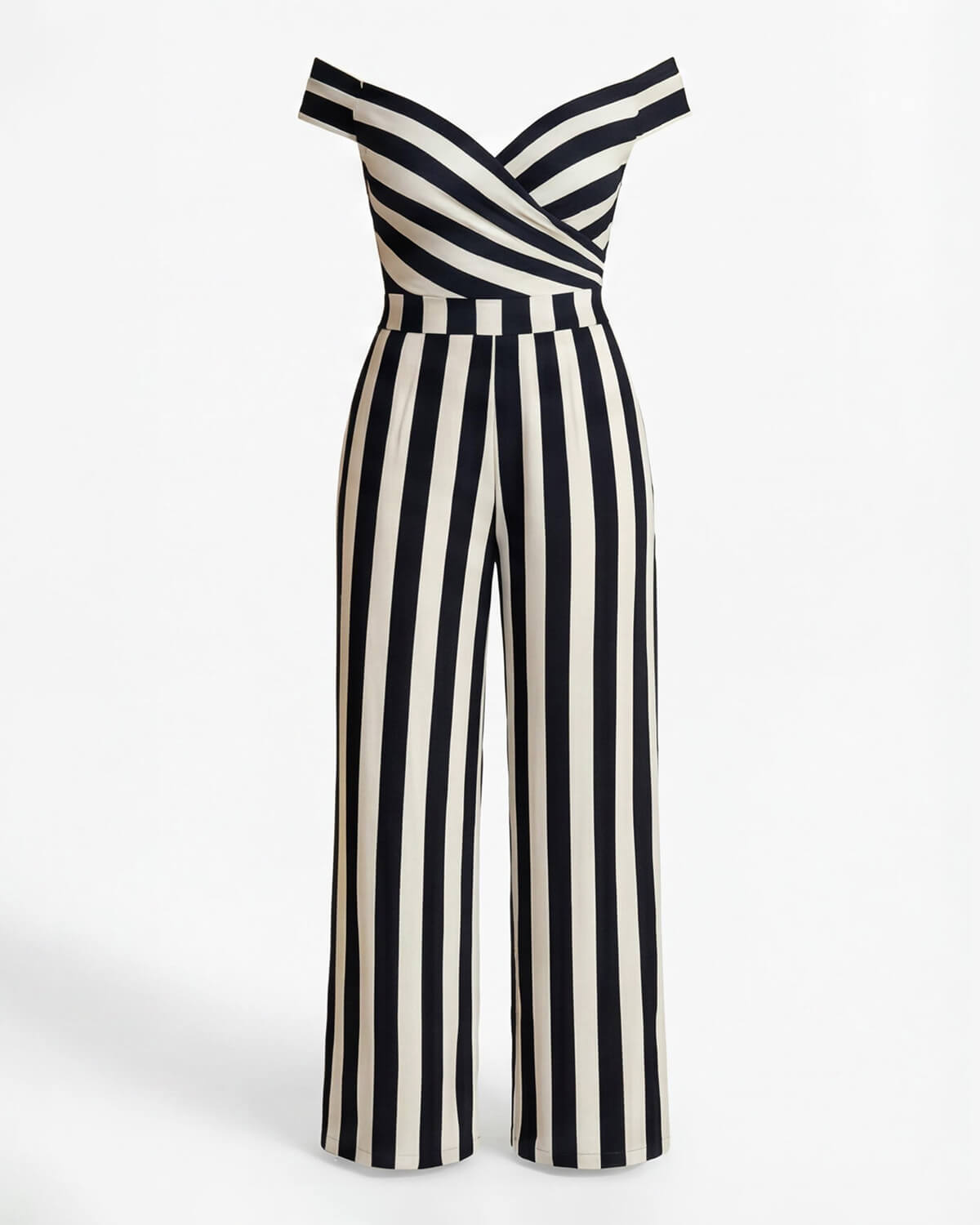 Damen Jumpsuit – Off-Shoulder Weit Geschnitten mit Stickerei für Elegante Anlässe