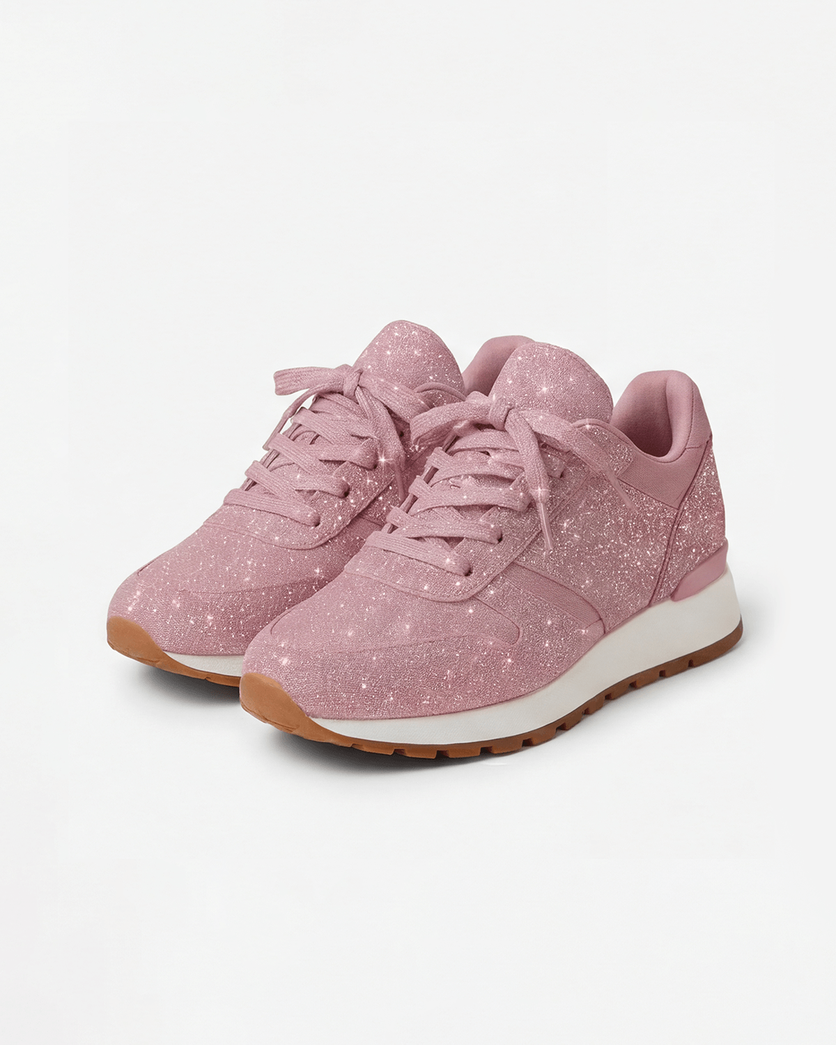 Damen Schnür-Sneaker – Glitzer Low-Top
