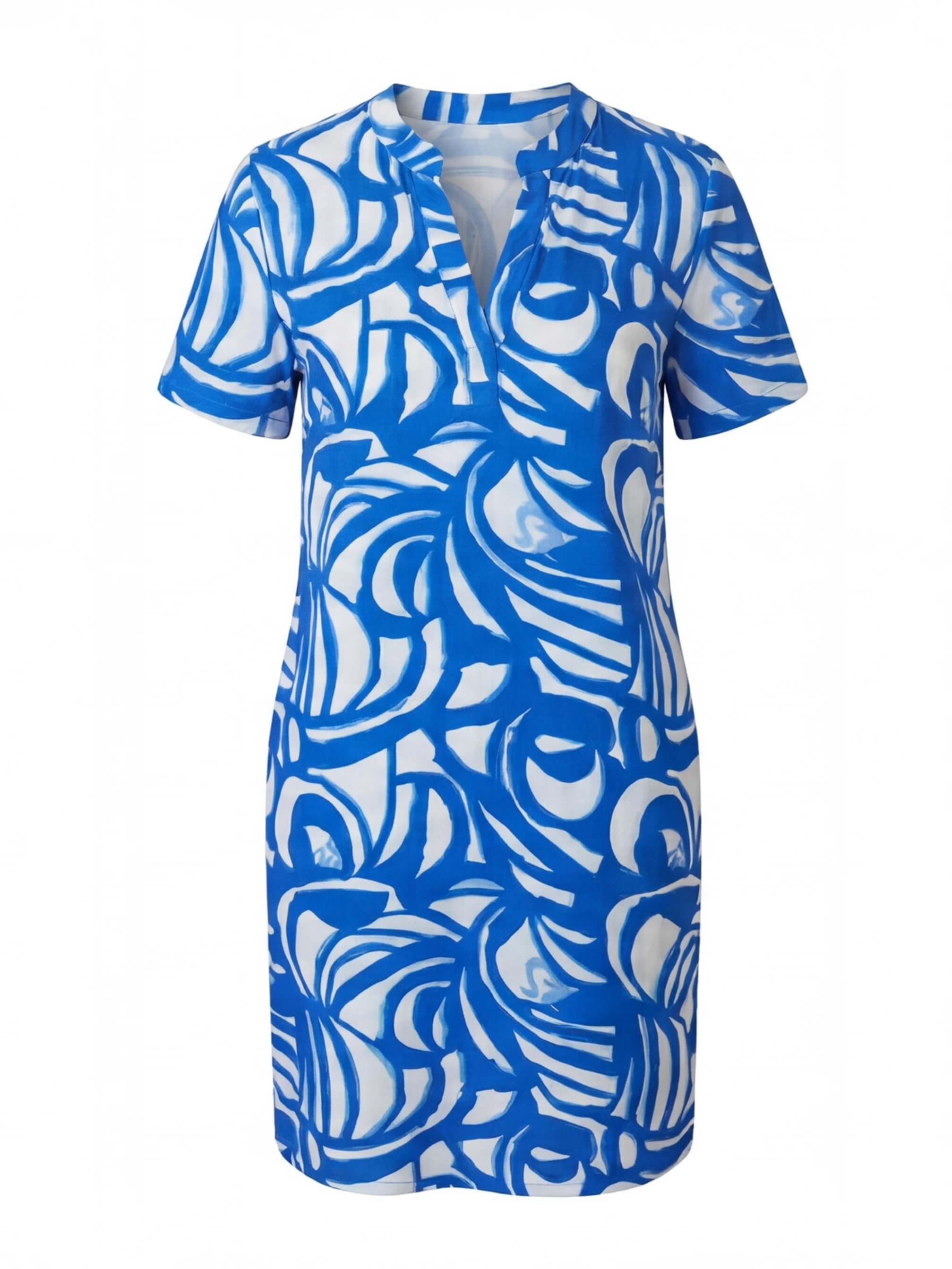 Damen-Hemdkleid mit abstraktem Print und Taschen