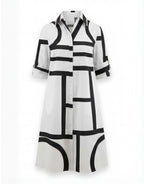 Robe-chemise pour femme – imprimé géométrique et style moderne