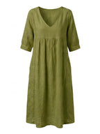 Damen-Midikleid mit V-Ausschnitt und Taschen