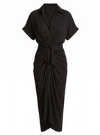 Damen Midi Sommerkleid mit Raffung