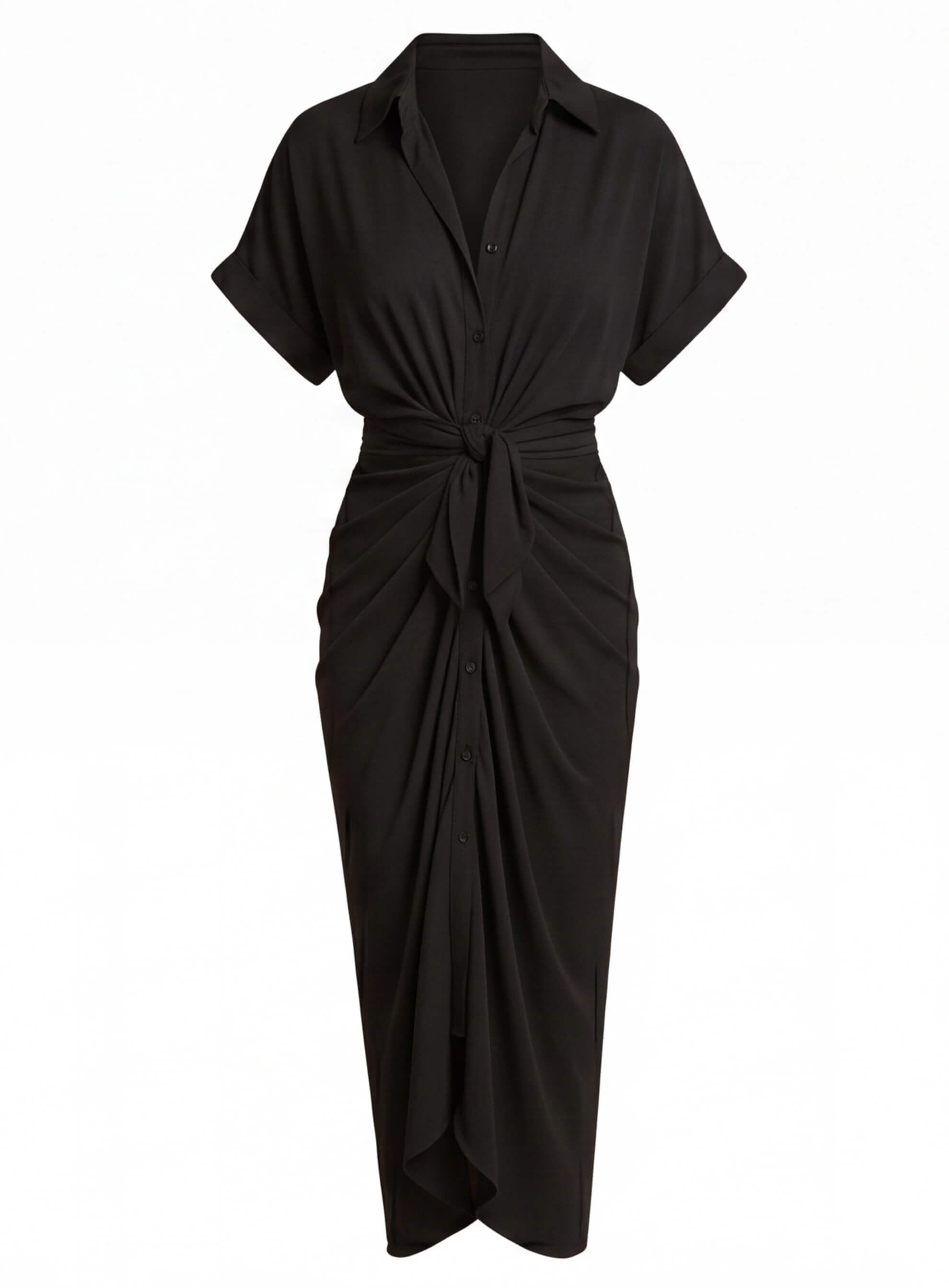 Vestido midi de verano para mujer con fruncido