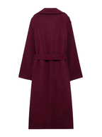 Damen Mantel – Eleganter Bordeaux Trenchcoat mit Bindegürtel