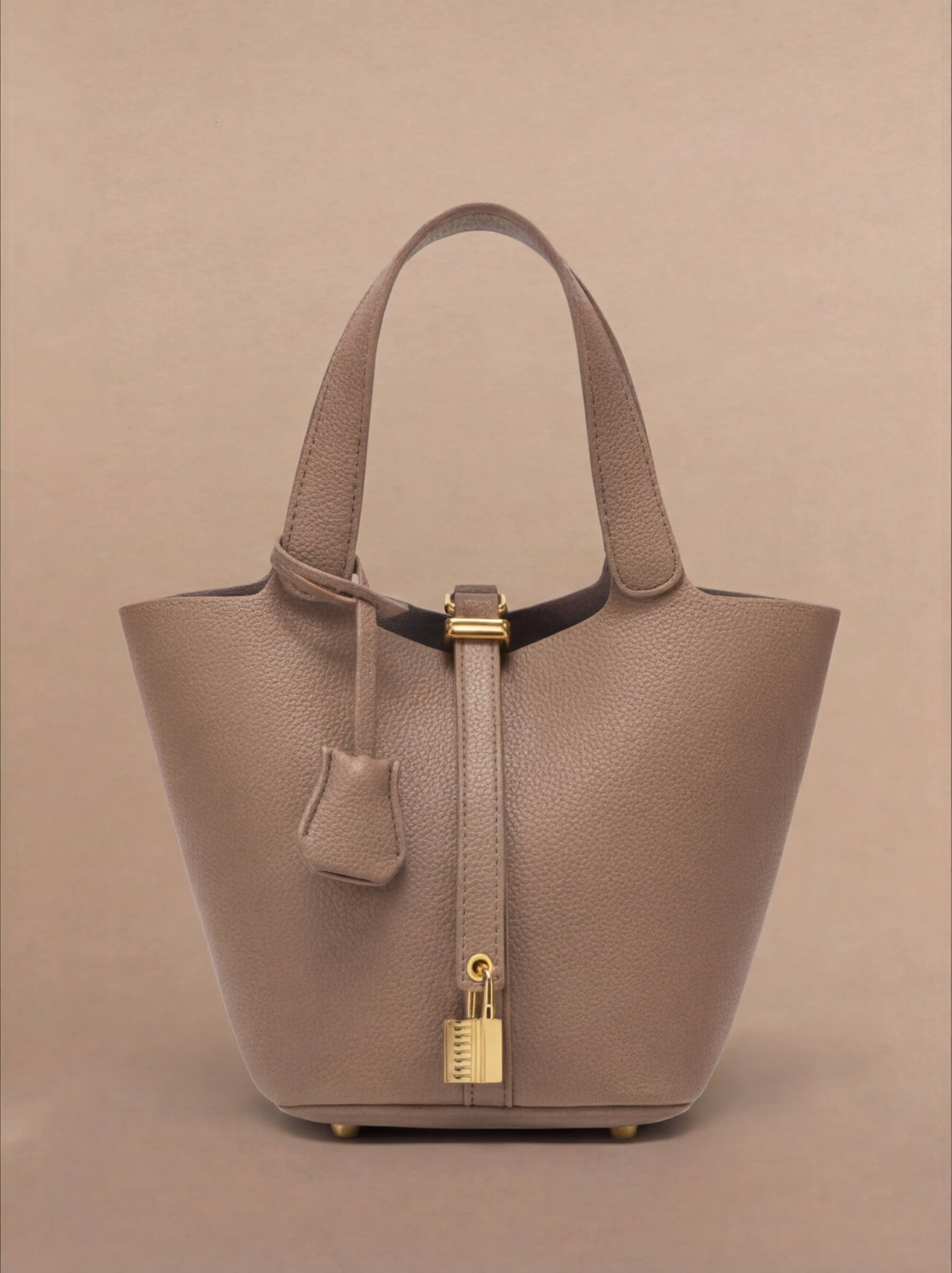 Damen Handtasche – Luxus Bucket Bag mit Goldschloss