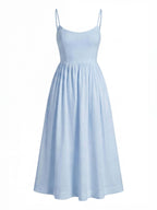 Damen Midi Kleid mit Dünnen Trägern – Fließende Eleganz für Jeden Tag