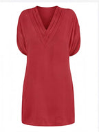 Drapiertes Damen-Minikleid mit V-Ausschnitt