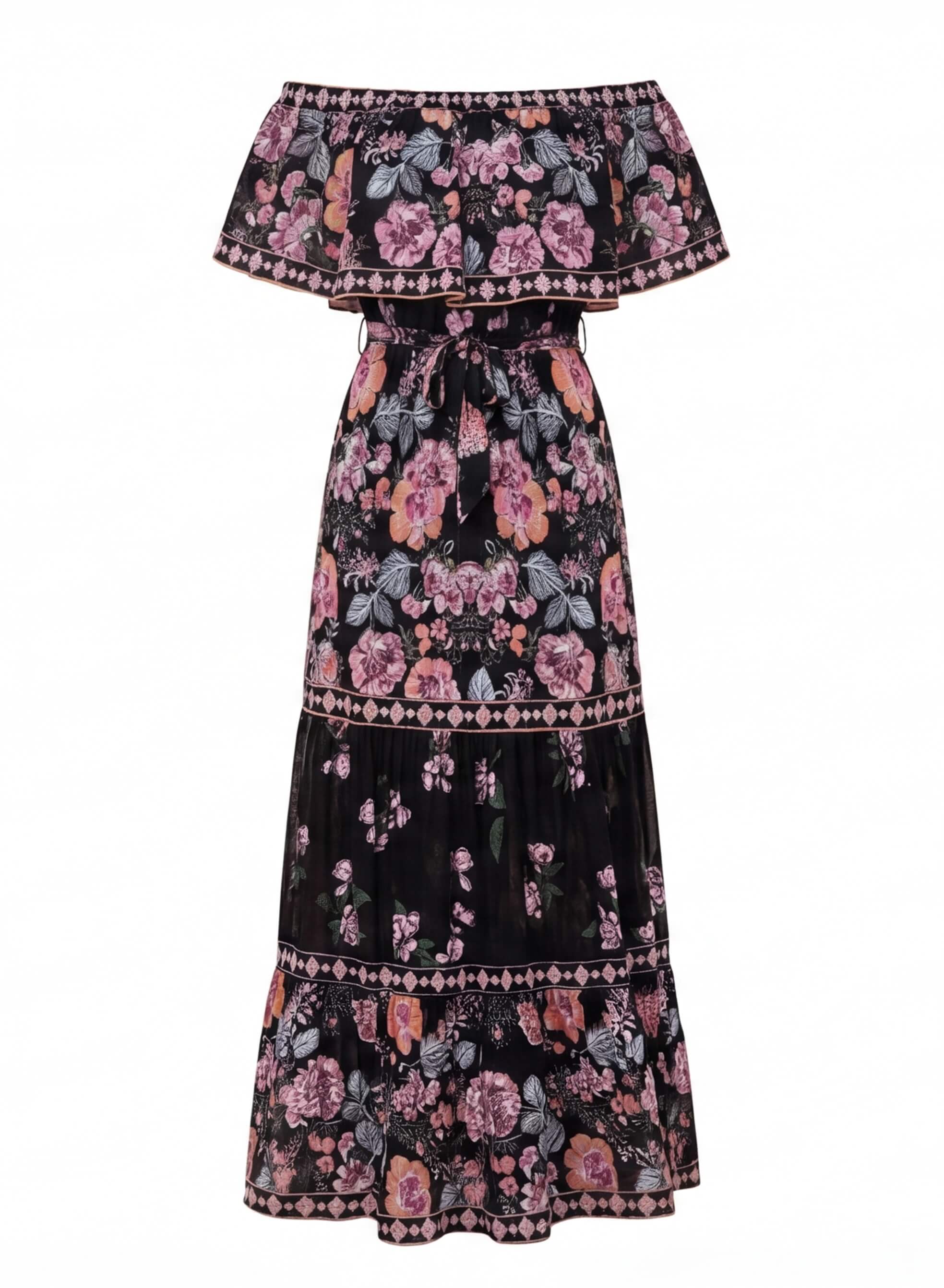 Damen Off-Shoulder Maxikleid mit Blumenmuster