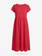 Damen Kleid – Midi Kleid mit Rundhalsausschnitt und Lockerer Passform