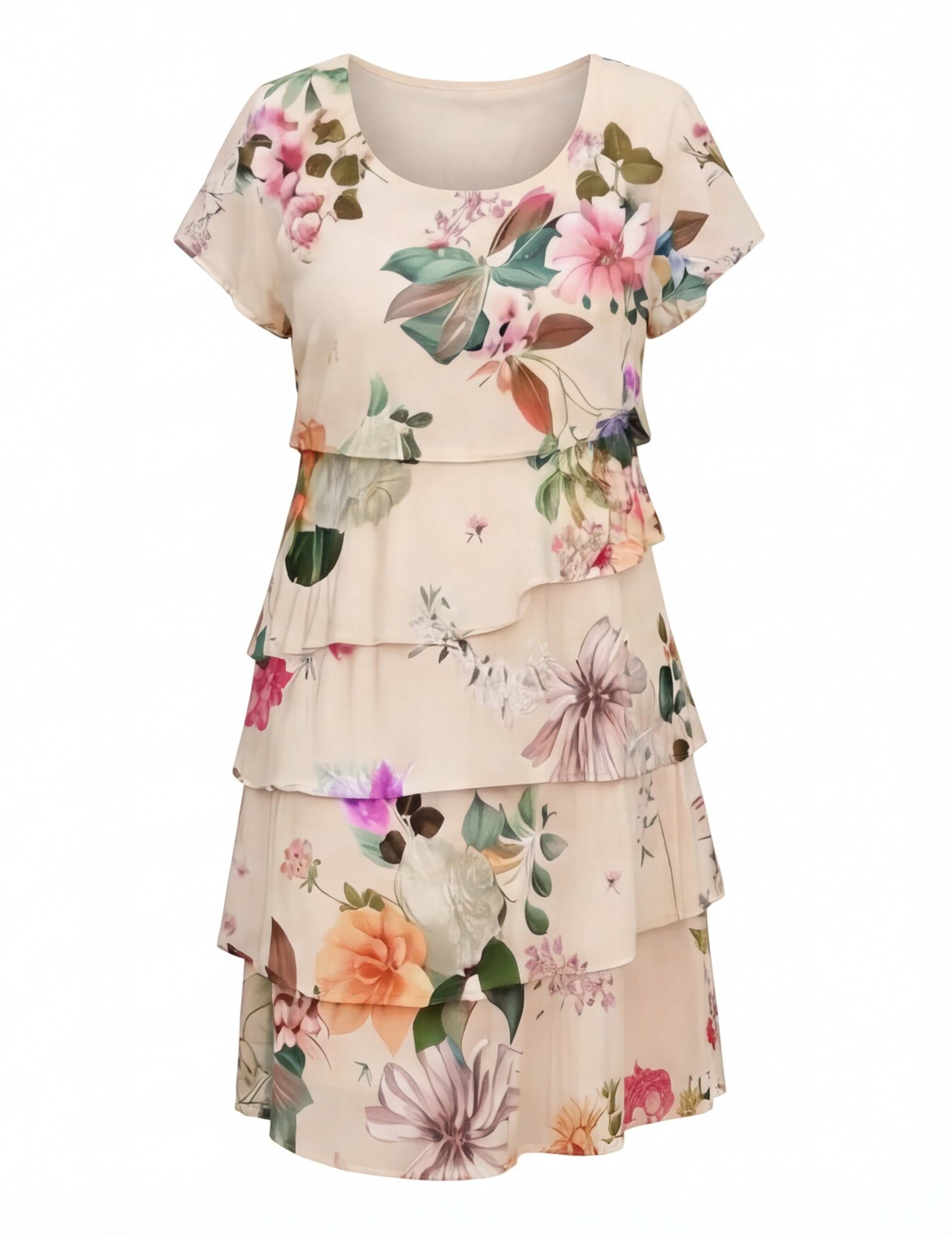 Damenkleid – Florales Kleid mit Rüschen und Lagen