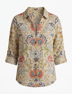 Damenbluse mit Blumenmuster und Knopfleiste