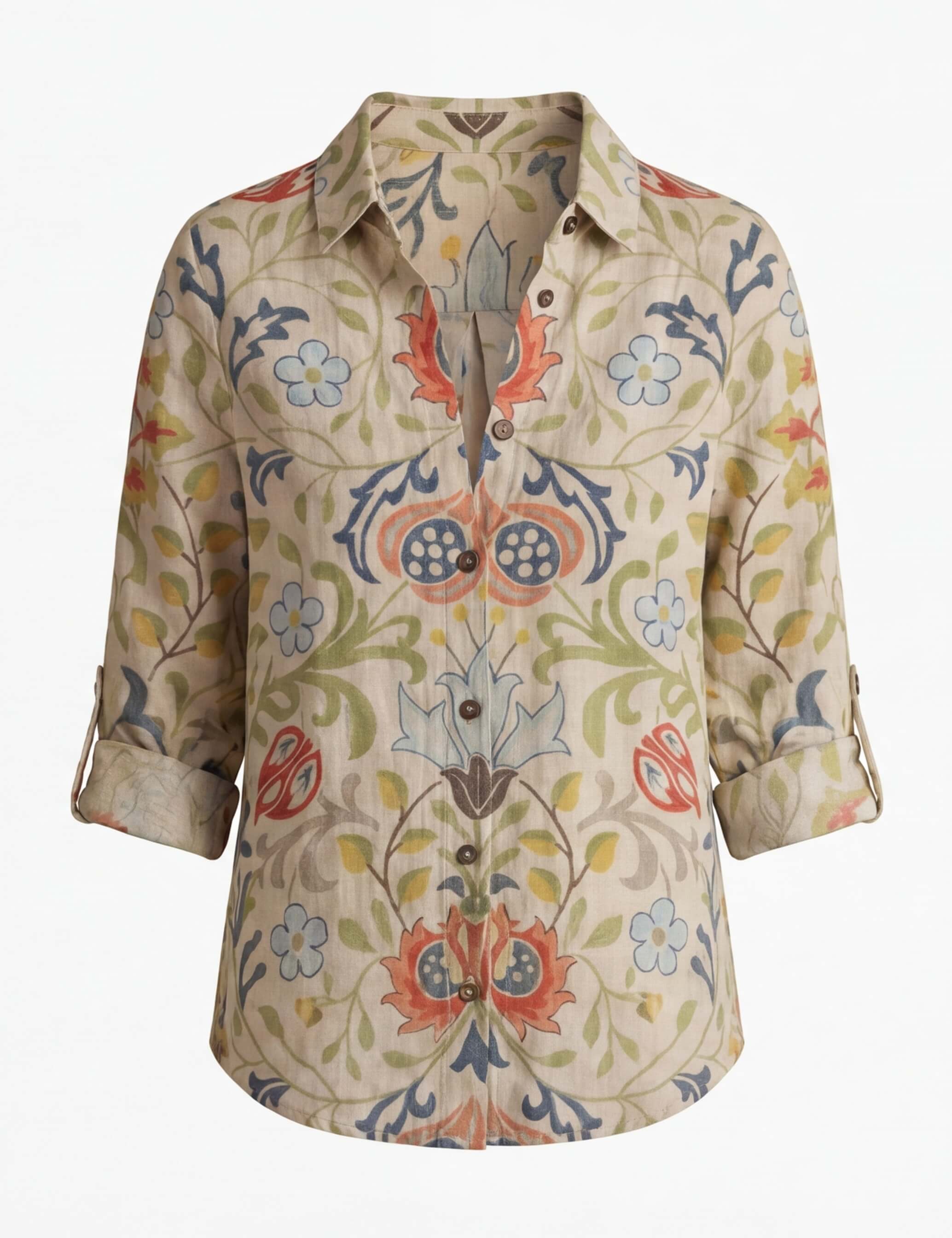 Damenbluse mit Blumenmuster und Knopfleiste
