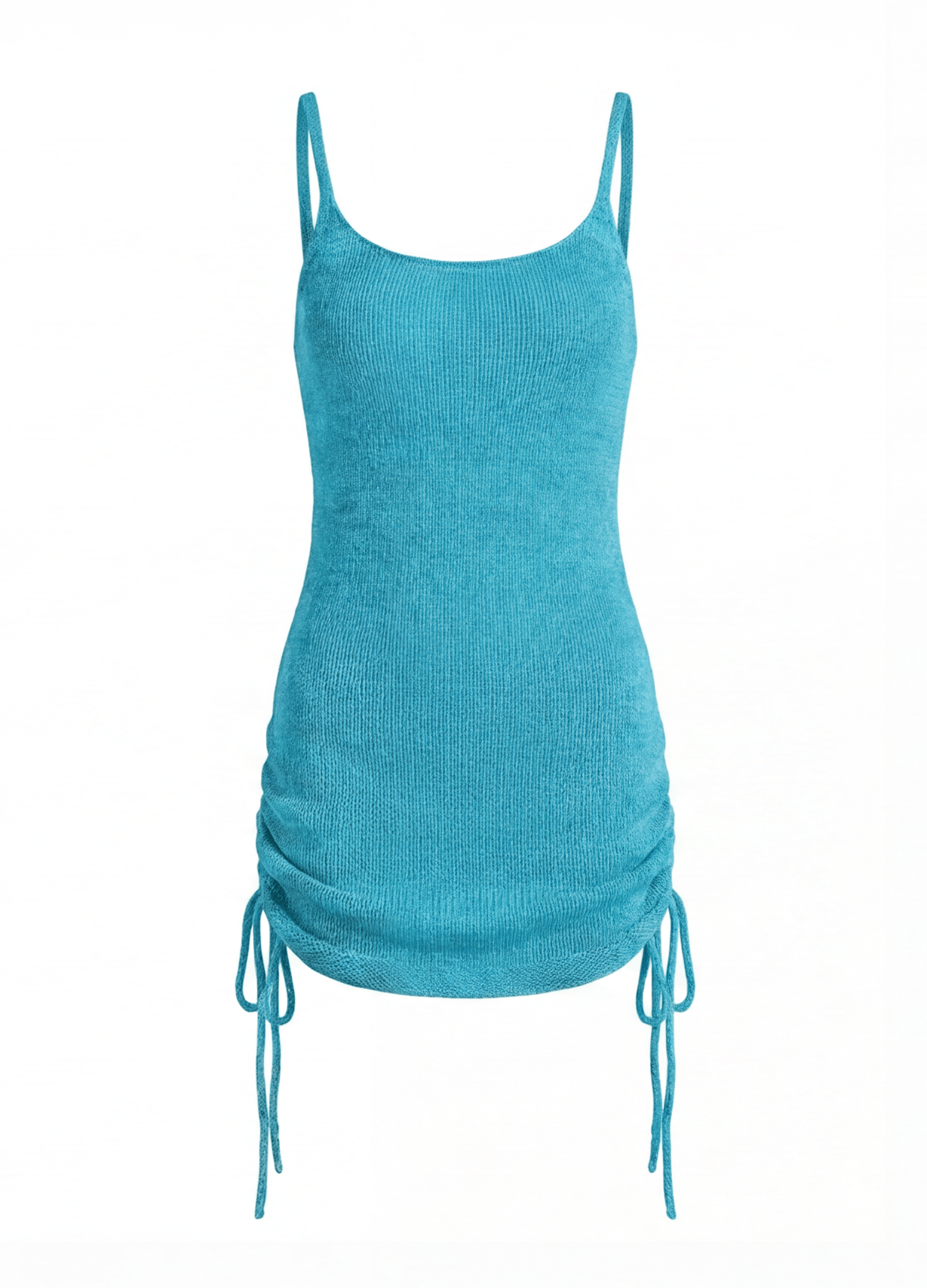 Damen Strick Mini Kleid – Spaghetti-Träger & Figurbetonte Silhouette