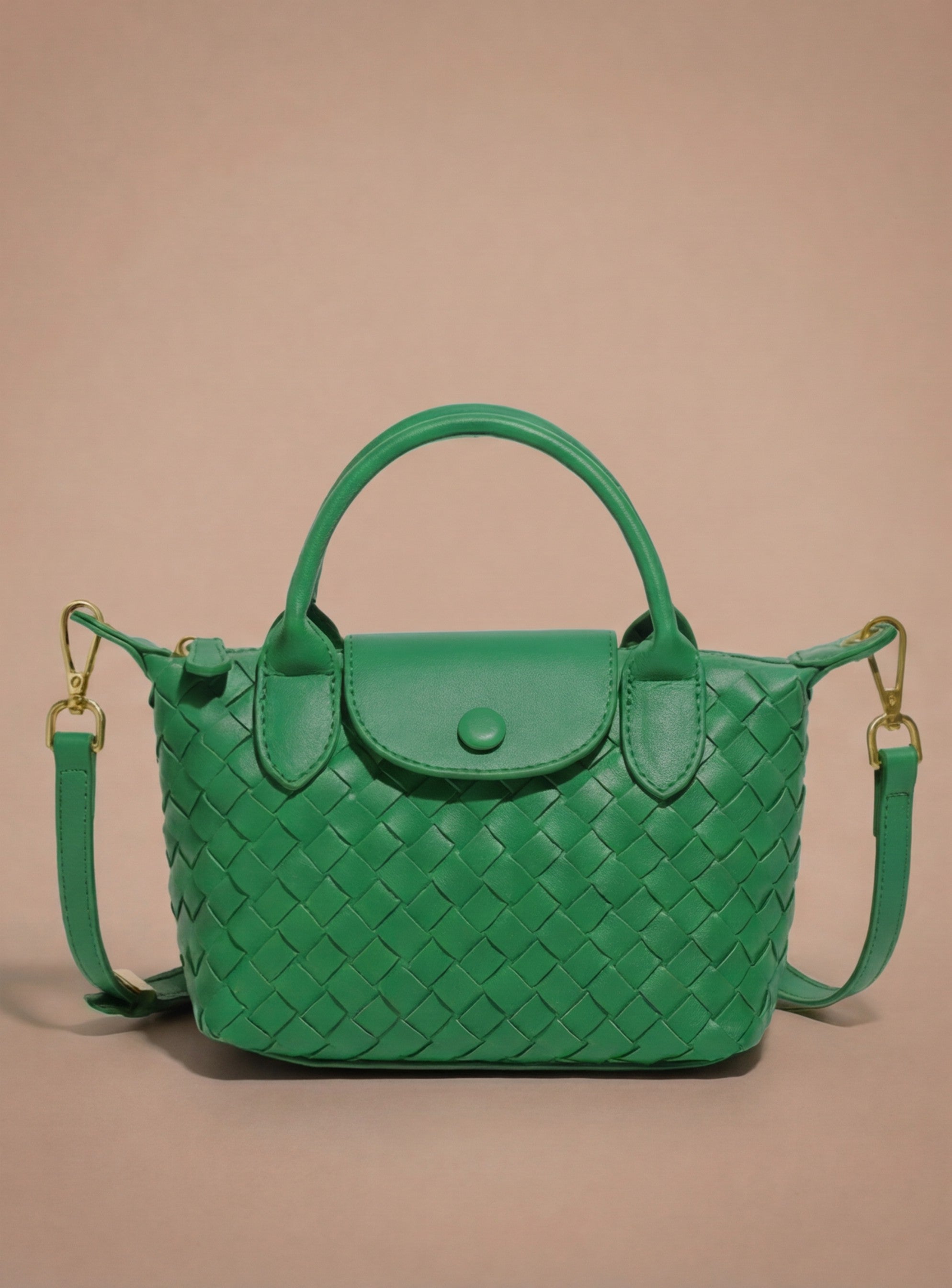 Damen Handtasche – Geflochtene Mini-Bag aus Kunstleder